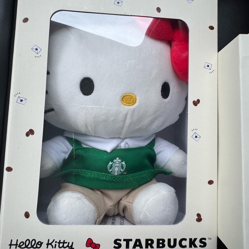 NWT Starbucks Hello Kitty Plush with Red Bow and Green Apron